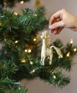 KAZI Fair Trade Natural Raffia Giraffe Ornament