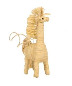 KAZI Fair Trade Natural Raffia Giraffe Ornament
