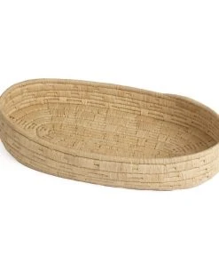 KAZI Natural Raffia Patterned Oval Tray Home Goods