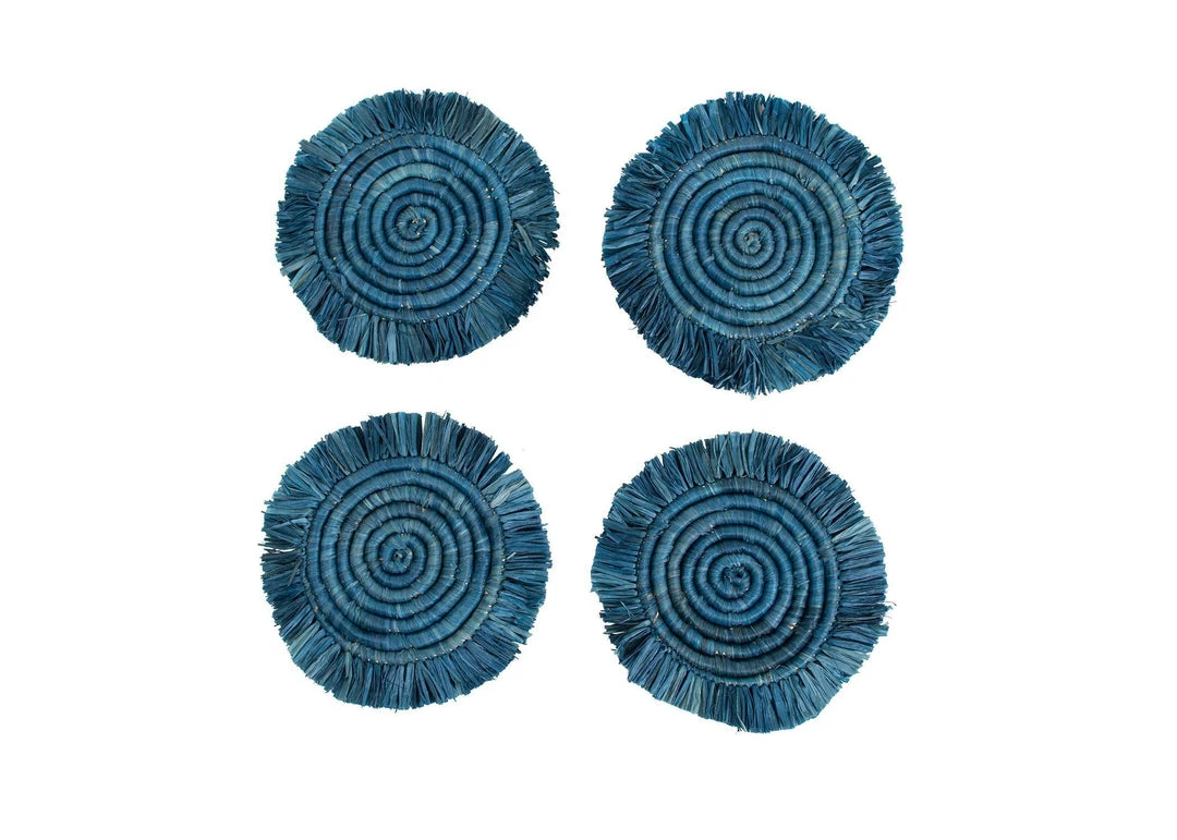 KAZI Niagara Fringed Oversized Raffia Coaster Set 1 KAZI Niagara Fringed Oversized Raffia Coaster Set