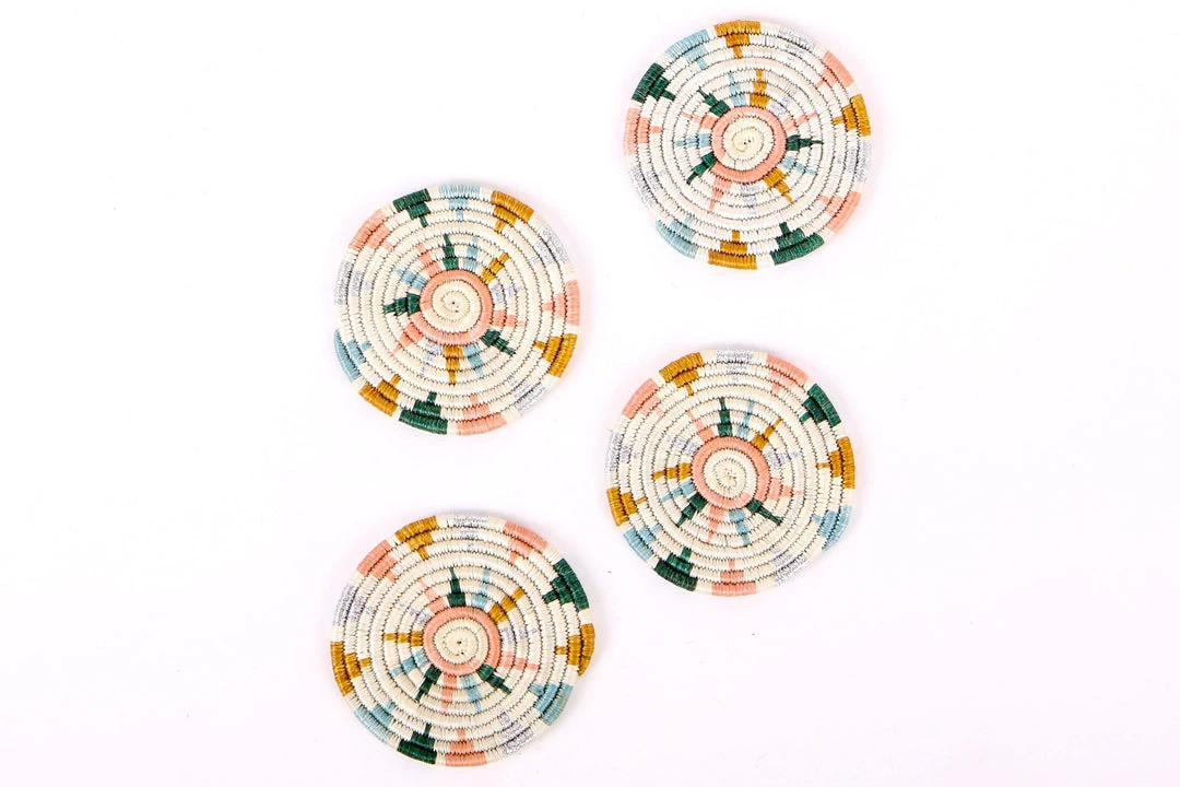 KAZI Nyota Metallic Floret Oversized Coaster Set 1 KAZI Nyota Metallic Floret Oversized Coaster Set