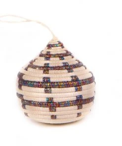 KAZI Fair Trade Patterned Multicolor Metallic Bulb Ornament