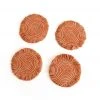 KAZI Home Goods Peach Fringed Raffia Coasters