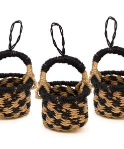 KAZI Petite Bolga Basket Ornament Set - Black