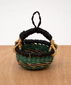 KAZI Petite Bolga Basket Ornament Set - Blue