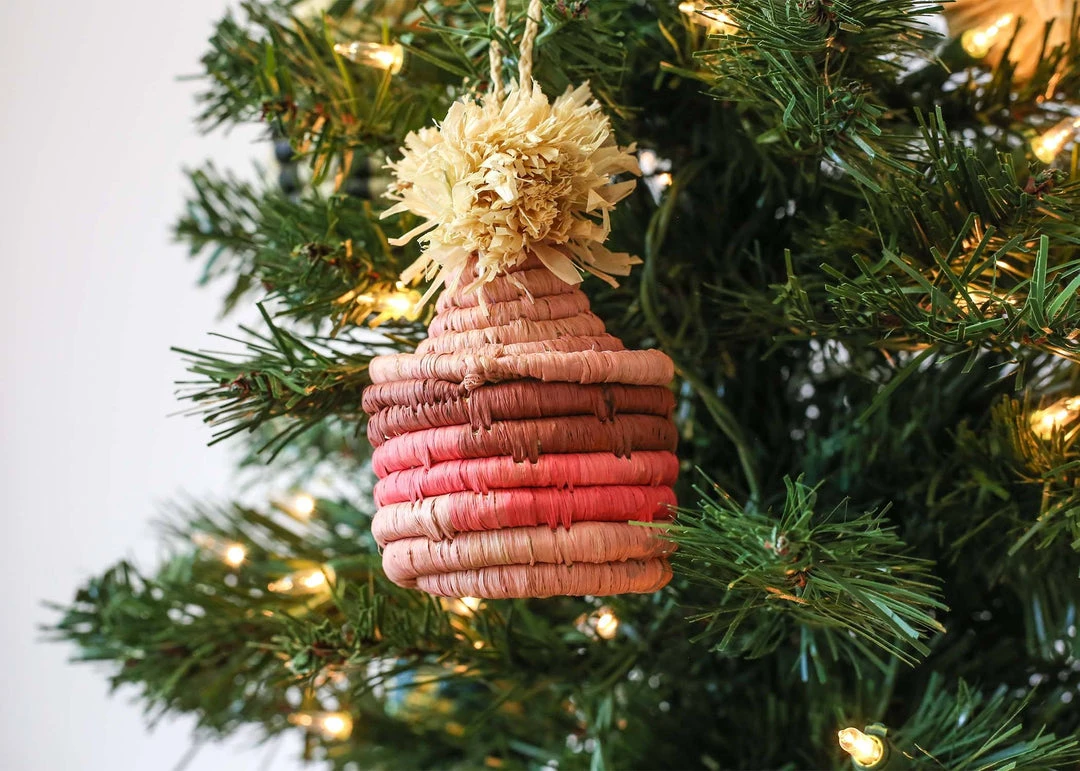 KAZI Fair Trade Pink Pom Pom Basket Ornament 2 KAZI Fair Trade Pink Pom Pom Basket Ornament
