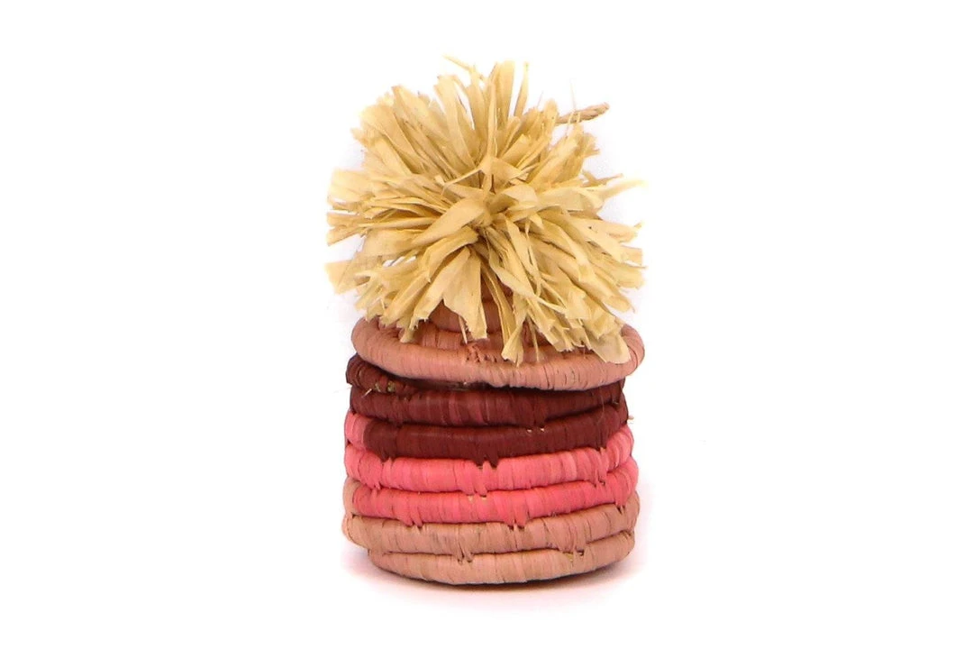 KAZI Fair Trade Pink Pom Pom Basket Ornament 1 KAZI Fair Trade Pink Pom Pom Basket Ornament
