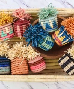 KAZI Fair Trade Pink Pom Pom Basket Ornament 7 KAZI Fair Trade Pink Pom Pom Basket Ornament