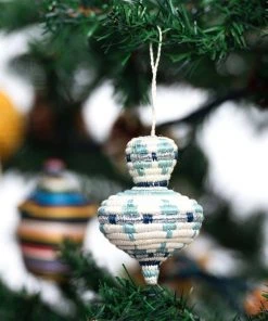 KAZI Fair Trade Rounded Blue Metallic Ornament