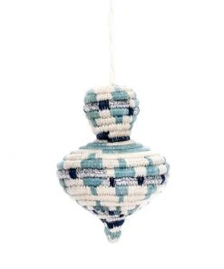 KAZI Fair Trade Rounded Blue Metallic Ornament