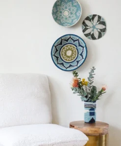 KAZI Silver Blue Abstract Vase Home Goods