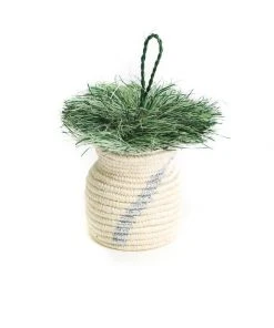 KAZI Fair Trade Silver Striped Planter Ornament