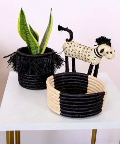 KAZI Small Black Fringed Catch All Home Goods