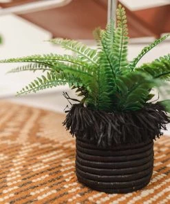 KAZI Small Black Fringed Catch All Home Goods