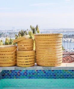 KAZI Small Lidded Lace Grass Box Home Goods