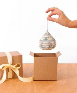 KAZI Soft Blue + Silver Bulb Ornament Fair Trade