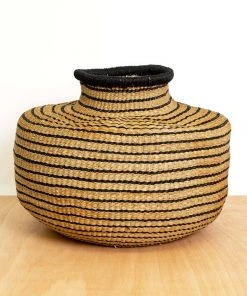 KAZI Striped Black Grass Pot