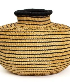 KAZI Striped Black Grass Pot