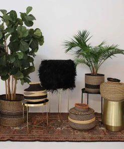 KAZI Striped Black Grass Pot
