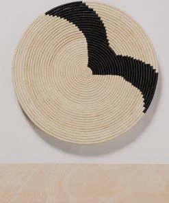 KAZI Striped Black + Natural Raffia Plate II