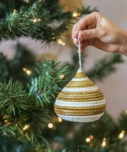 KAZI Striped Gold Bulb Ornament