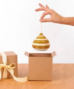 KAZI Striped Gold Bulb Ornament