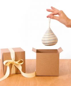 KAZI Fair Trade Striped Silver Bulb Ornament 7 KAZI Fair Trade Striped Silver Bulb Ornament