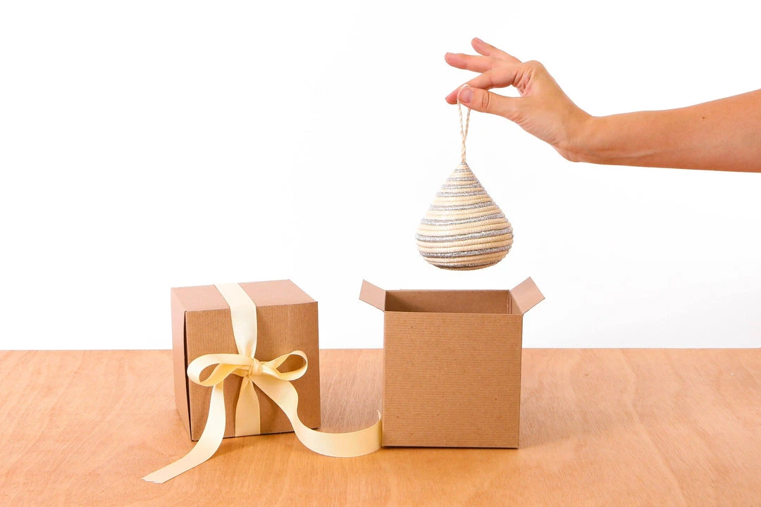 KAZI Fair Trade Striped Silver Bulb Ornament 3 KAZI Fair Trade Striped Silver Bulb Ornament