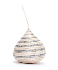 KAZI Fair Trade Striped Silver Bulb Ornament