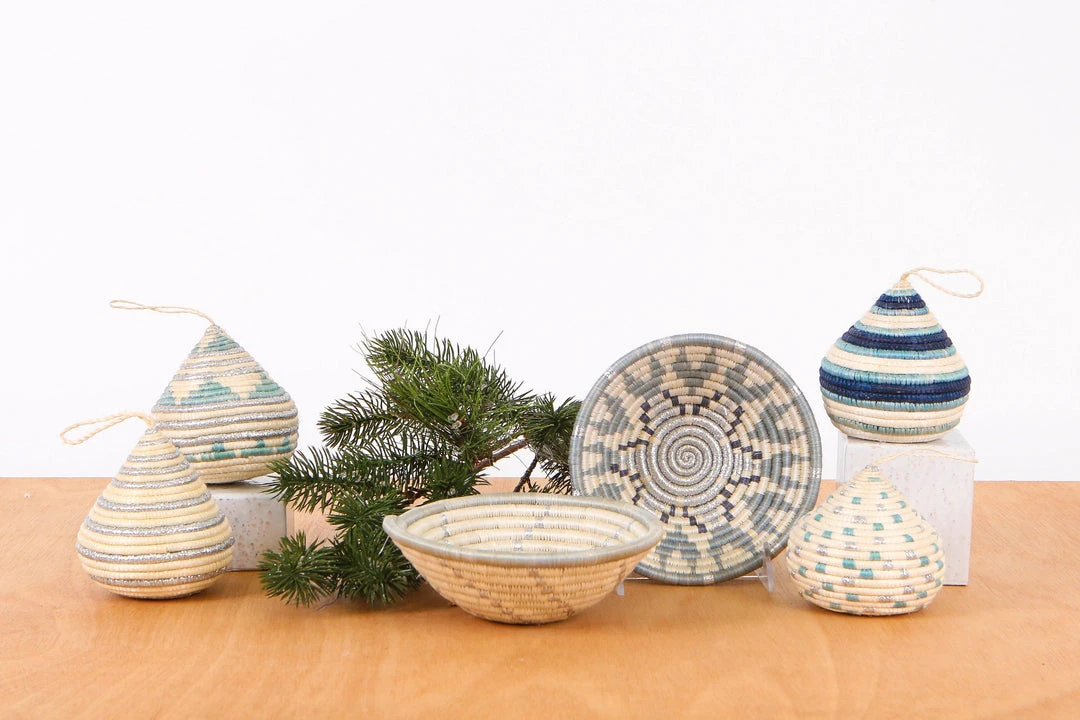 KAZI Fair Trade Striped Silver Bulb Ornament 4 KAZI Fair Trade Striped Silver Bulb Ornament