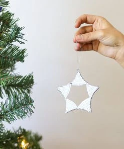 KAZI White Beaded Star Ornament