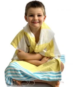 Hilana: Upcycled Cotton Home Goods Kids' Veracruz Upcycled Hooded Poncho Towel
