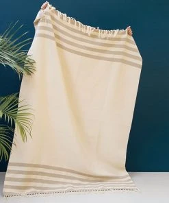 Kiliim Beige Stripes Throw Blanket Home Goods