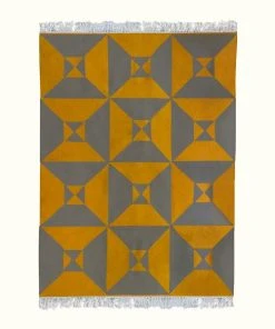 Kiliim Home Goods Gray + Yellow Arrows Wool Rug