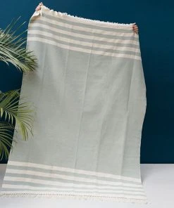 Kiliim Mint Stripes Throw Blanket Home Goods