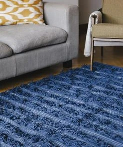 Kiliim Home Goods Navy Fringe Wool Runner/Rug