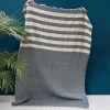 Kiliim Navy Stripes Throw Blanket Home Goods