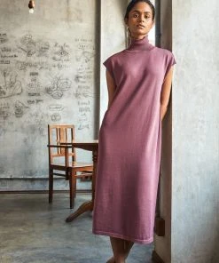 No Nasties Clothing Knit Turtleneck Midi Dress