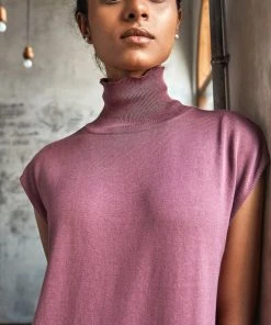 No Nasties Clothing Knit Turtleneck Midi Dress