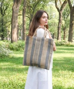 Korissa Dora Jute Tote Bag - Pale Gray