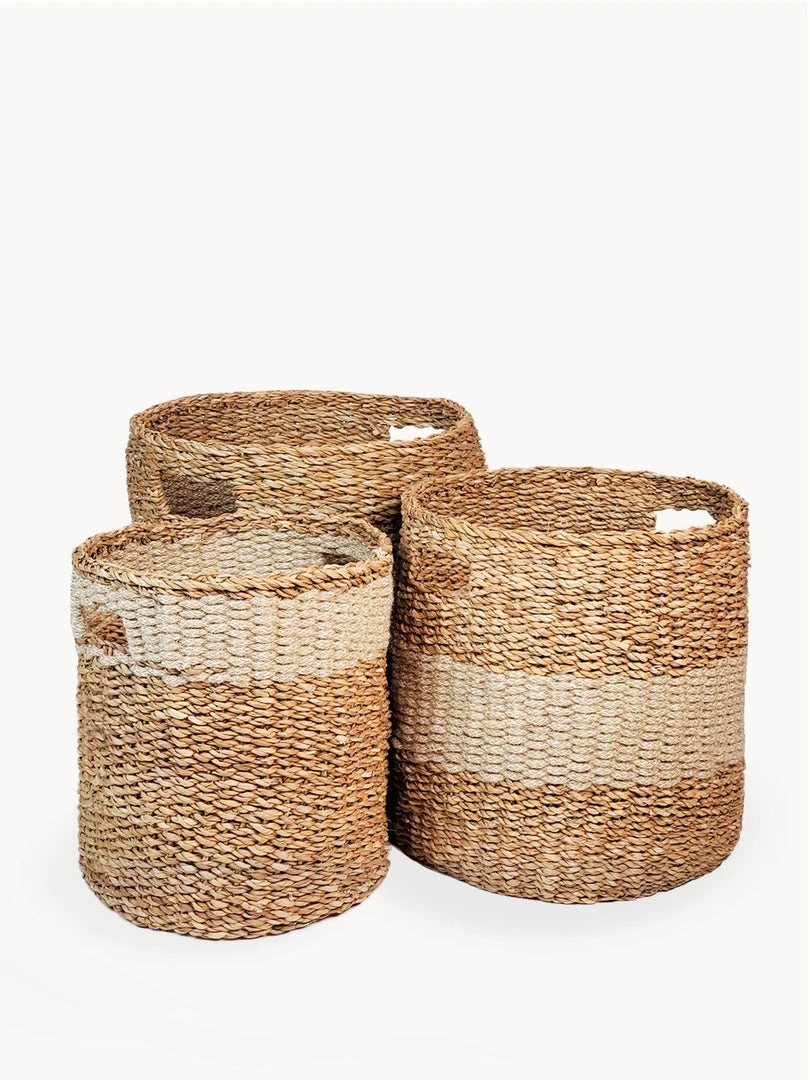 Korissa Savar Hamper Basket With Handle Set - Natural 3 Korissa Savar Hamper Basket With Handle Set - Natural