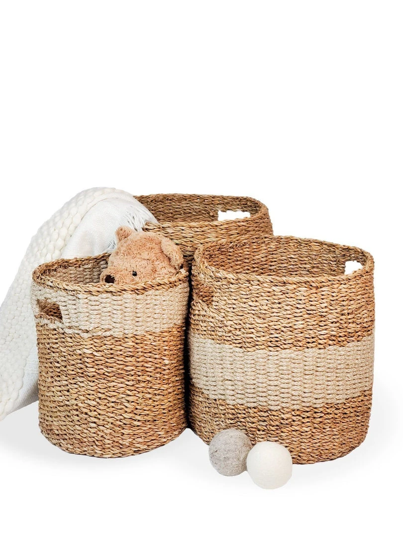 Korissa Savar Hamper Basket With Handle Set - Natural 4 Korissa Savar Hamper Basket With Handle Set - Natural