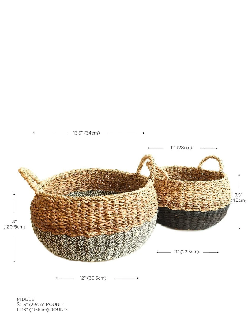 Korissa Home Goods Ula Floor Basket Set - Black Korissa Home Goods Ula Floor Basket Set - Black