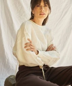 LA Relaxed New Arrivals Reversible Linen Blouse