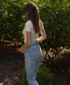 LA Relaxed Scoop Neck Pointelle Tee