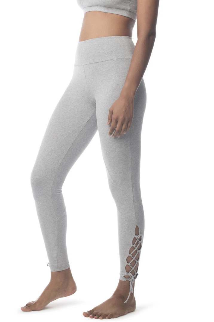 Synergy Organic Clothing Sale Lace Up Legging Pant - Heather Gray Synergy Organic Clothing Sale Lace Up Legging Pant - Heather Gray