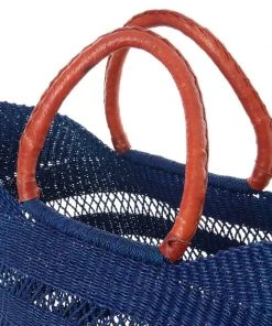 Swahili African Modern Accessories Navy Blue Lacework Wing Shopper Bag