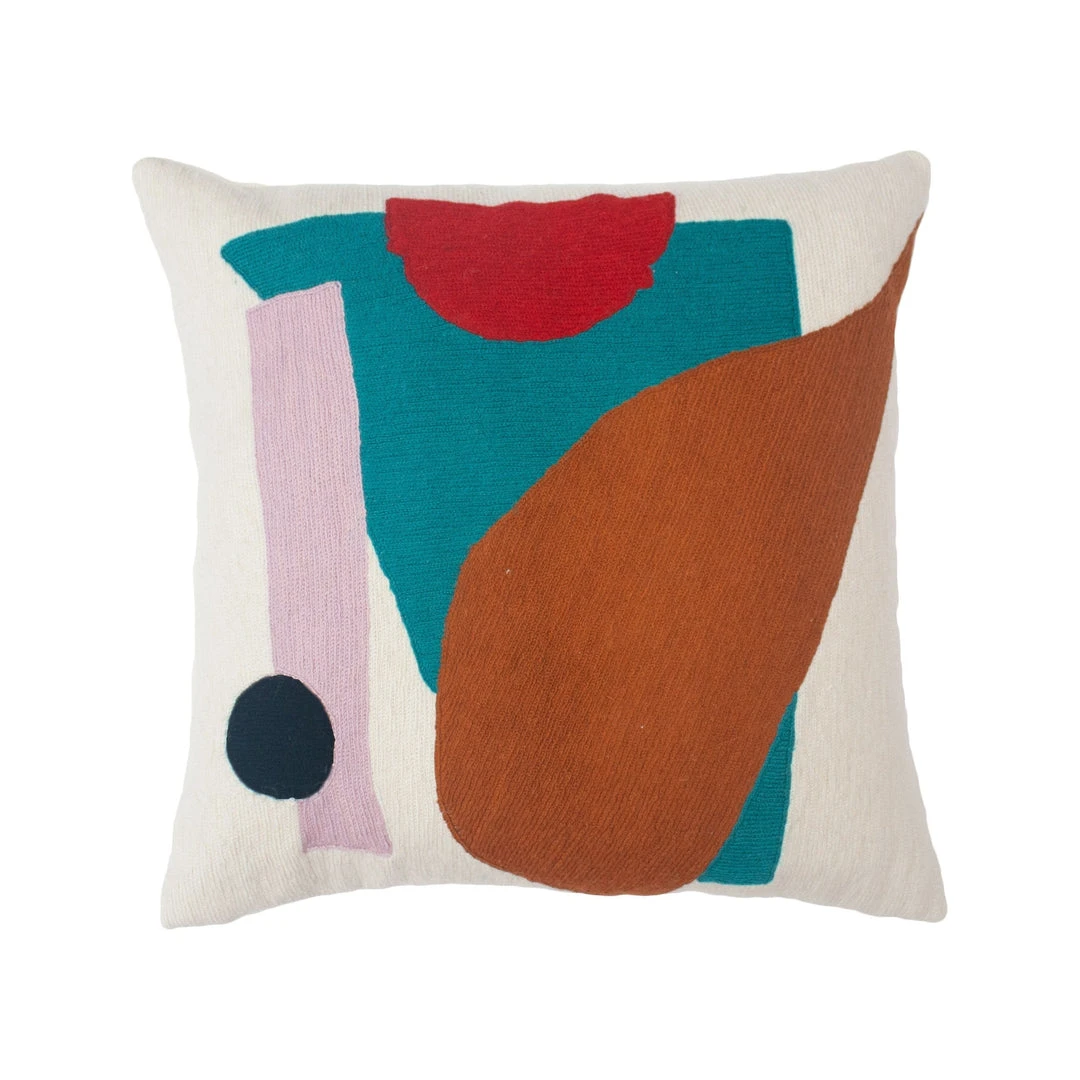 Leah Singh Home Goods Blah Blah Shapes Wool Throw Pillow Cover 1 Leah Singh Home Goods Blah Blah Shapes Wool Throw Pillow Cover