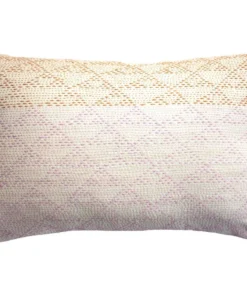 Leah Singh Eva Wool Lumbar Pillow Cover - Ivory + Pink