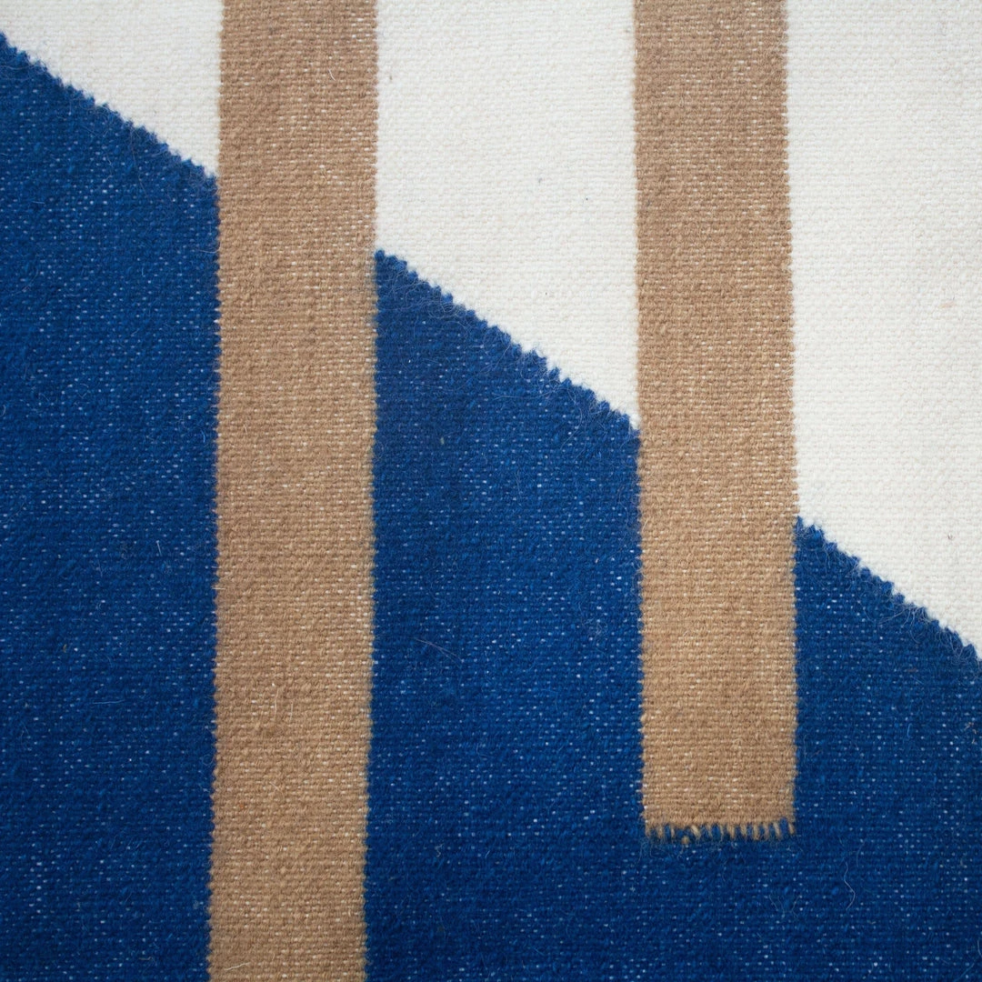 Leah Singh Luna Stripes Wool Rug - Blue 3 Leah Singh Luna Stripes Wool Rug - Blue
